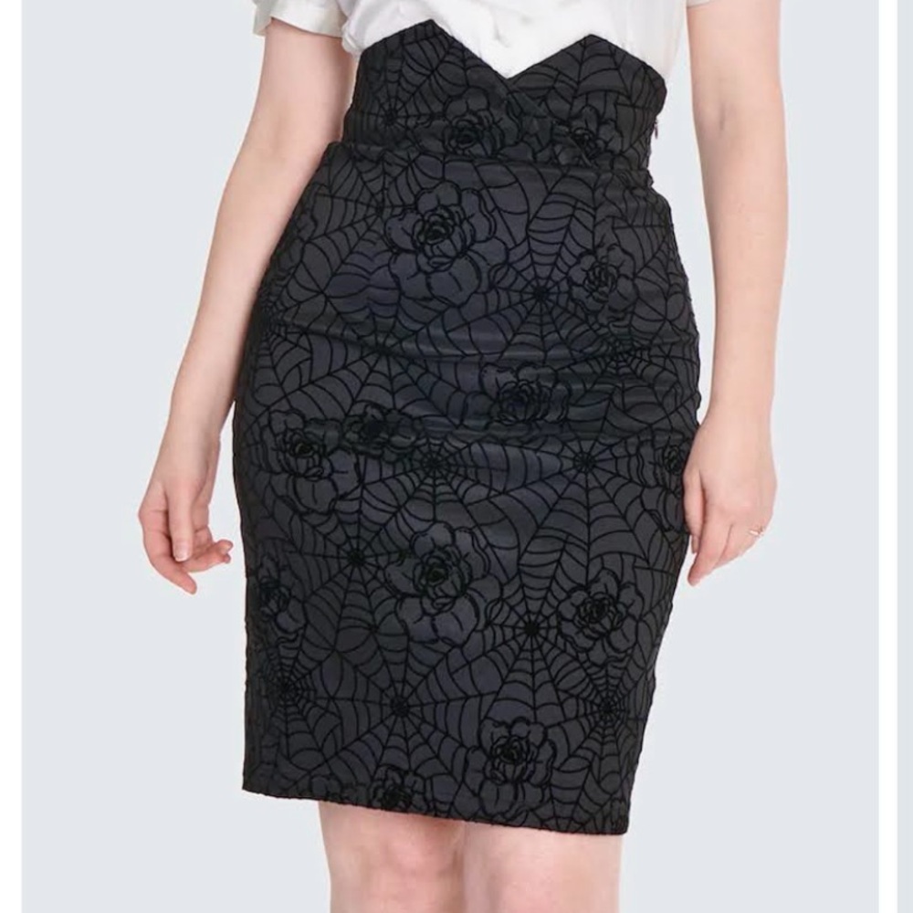 Beautiful Voodoo Vixen Black Spiderweb Pencil Skirt.